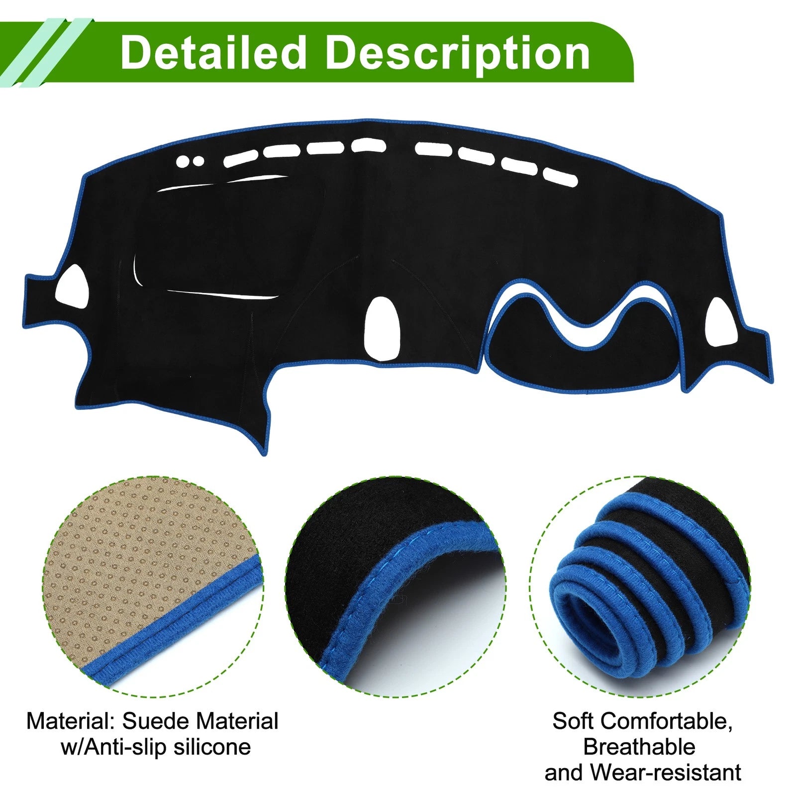 Dashboard Cover Mat for Nissan Juke F15 (2011–2019) Sun Protector Black Blue