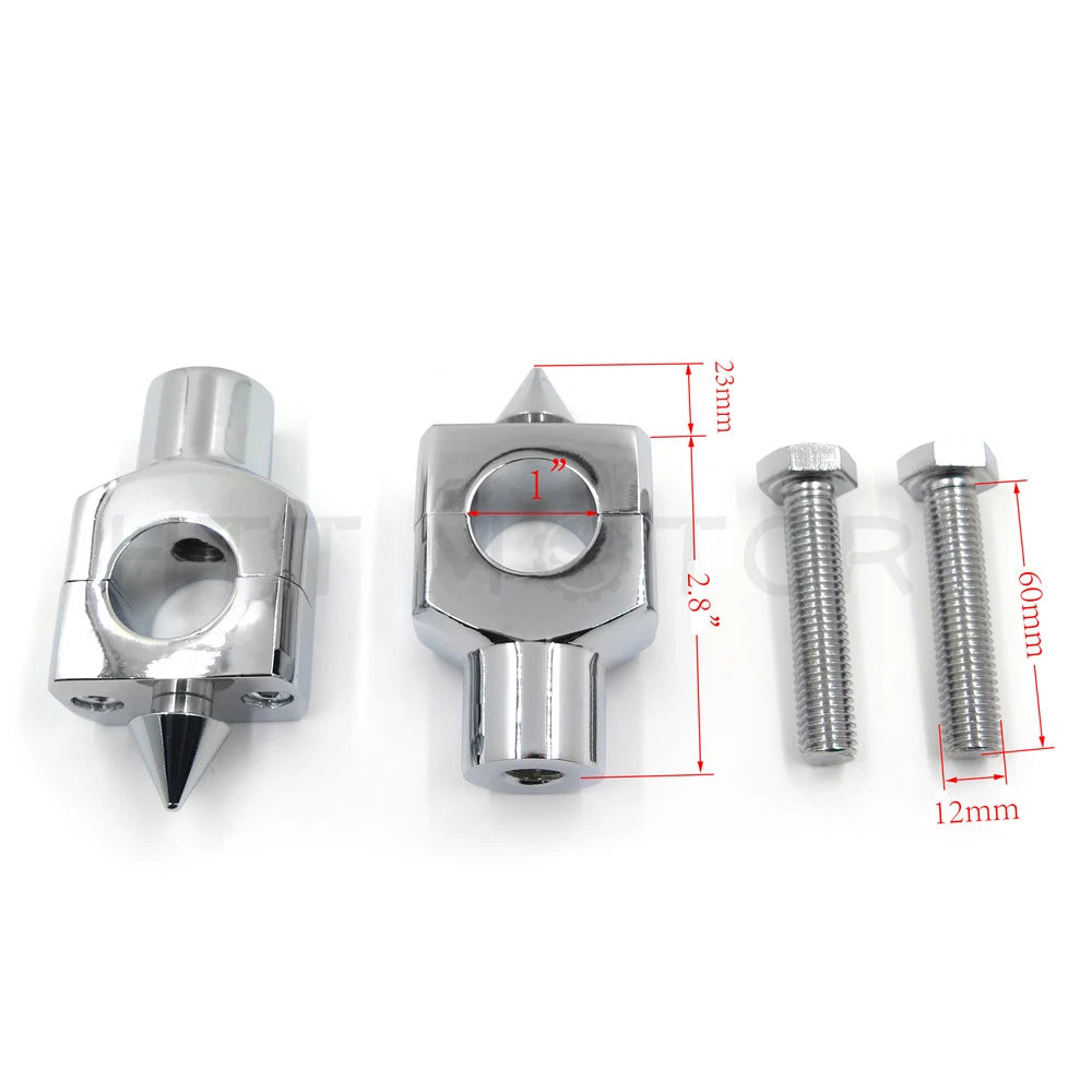 Chrome Spike Handlebar Riser Clamp for Motorcycle (Universal 1" 25mm)