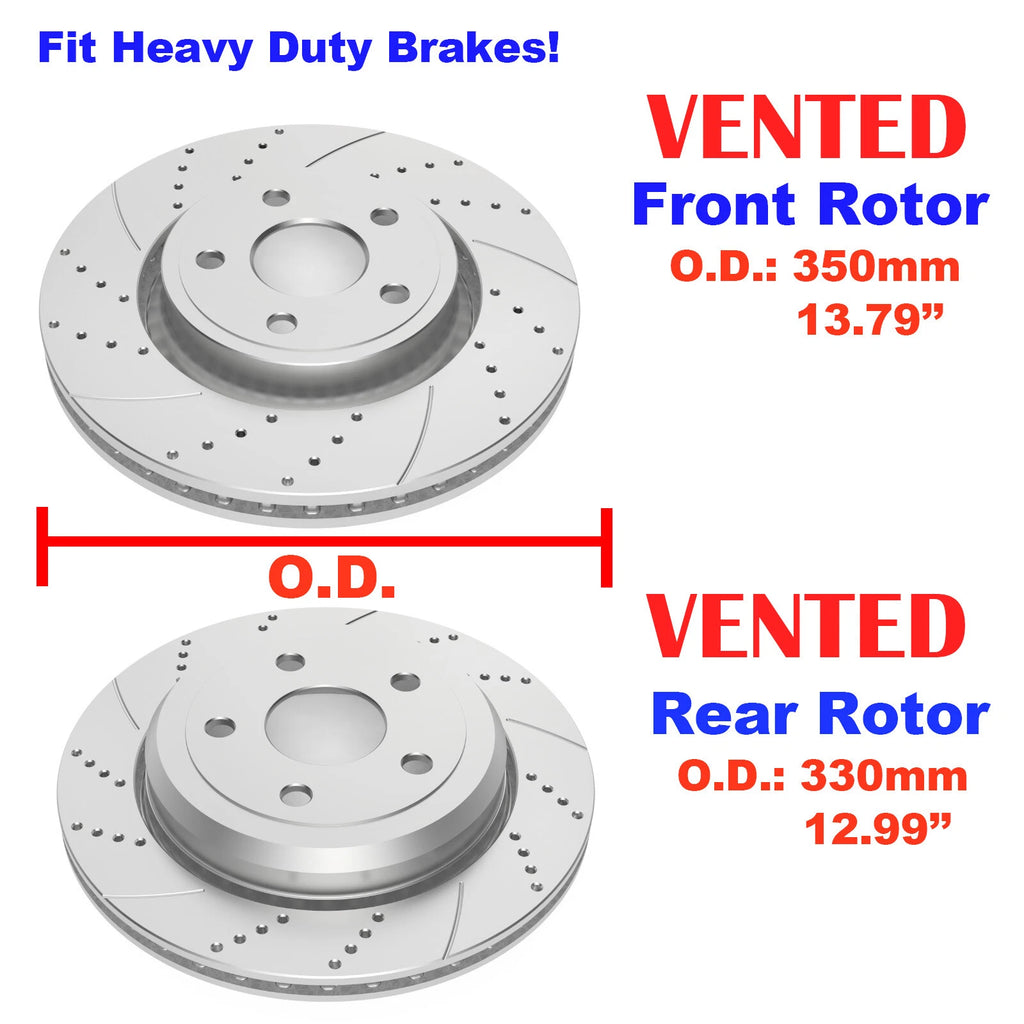 Front Disc Rotors and Brake Pads for Dodge Durango Grand Cherokee (2013-2020)