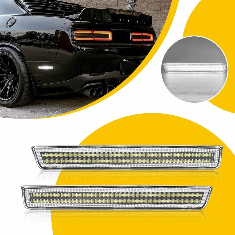 Rear Bumper Side Marker Lights for Dodge Challenger (2015–2022) White Clear