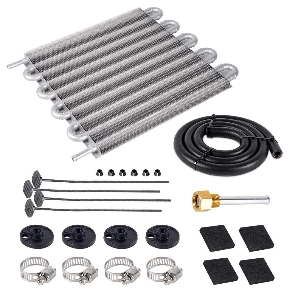 10 Rows Aluminum Remote Transmission Oil Cooler Radiator Kit