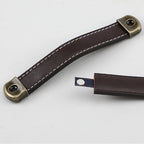 2Pcs Antique Leather Door Pull Handle for Cabinet Bookcase Drawer