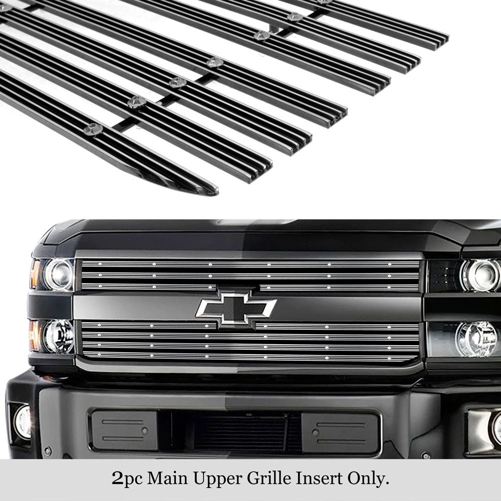 Upper Wide Rivet Billet Grille Insert for Chevy Silverado 2500/3500HD (2015-2019)