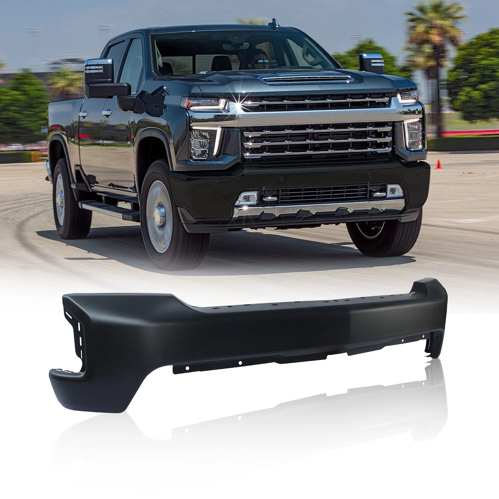 Black Steel Front Bumper for Chevy Silverado 1500 (2019–2022)