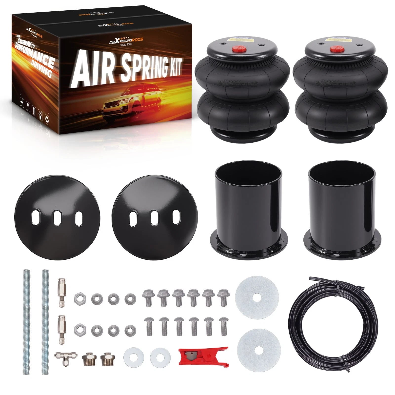Rear Air Ride Suspension Bags Bracket Kit for Chevy Impala Caprice (1965–1970)