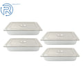 Set of 4 Stainless Steel Steam Hotel Pans with Lids Full Size 3.7" Deep