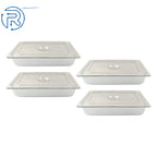 Set of 4 Stainless Steel Steam Hotel Pans with Lids Full Size 3.7" Deep