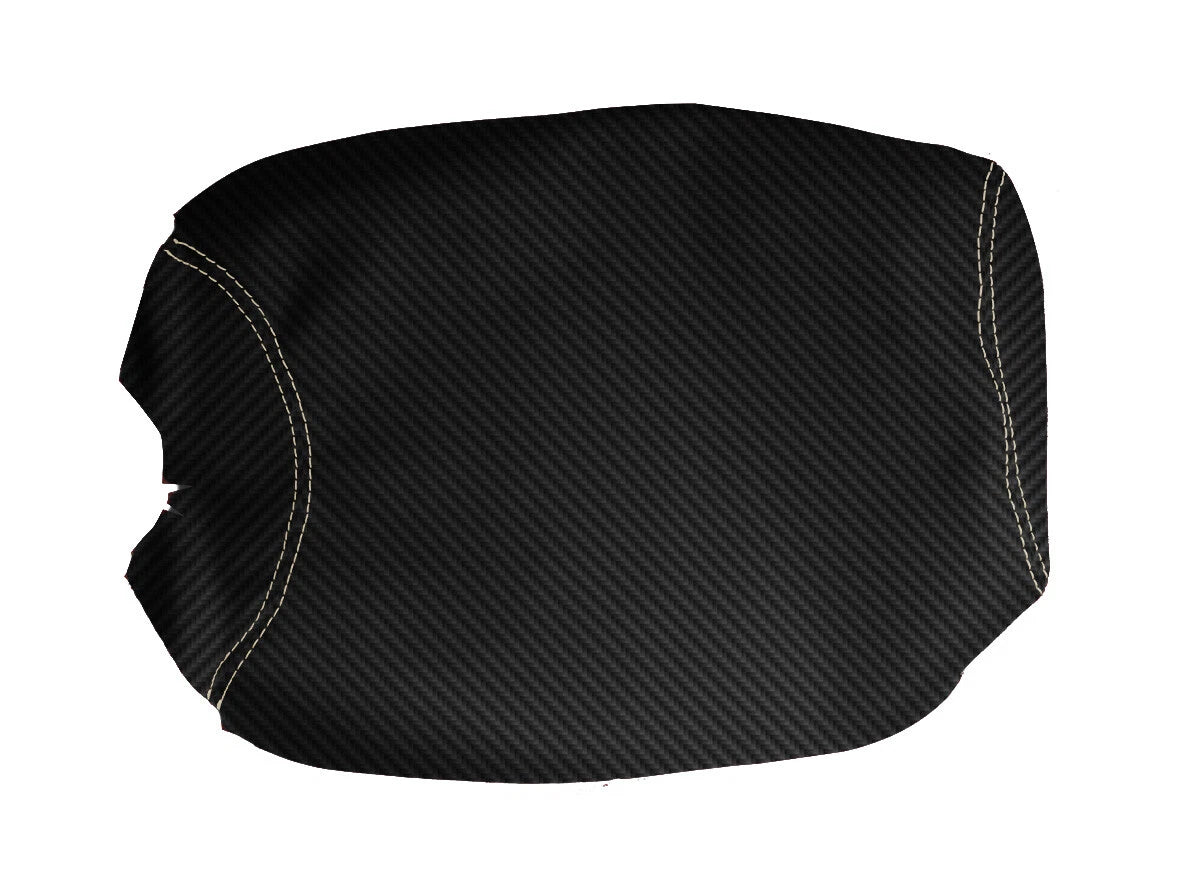 Console Lid Armrest Cover for Lexus LS460 (2007–2016) Carbon Fiber Beige Stitch