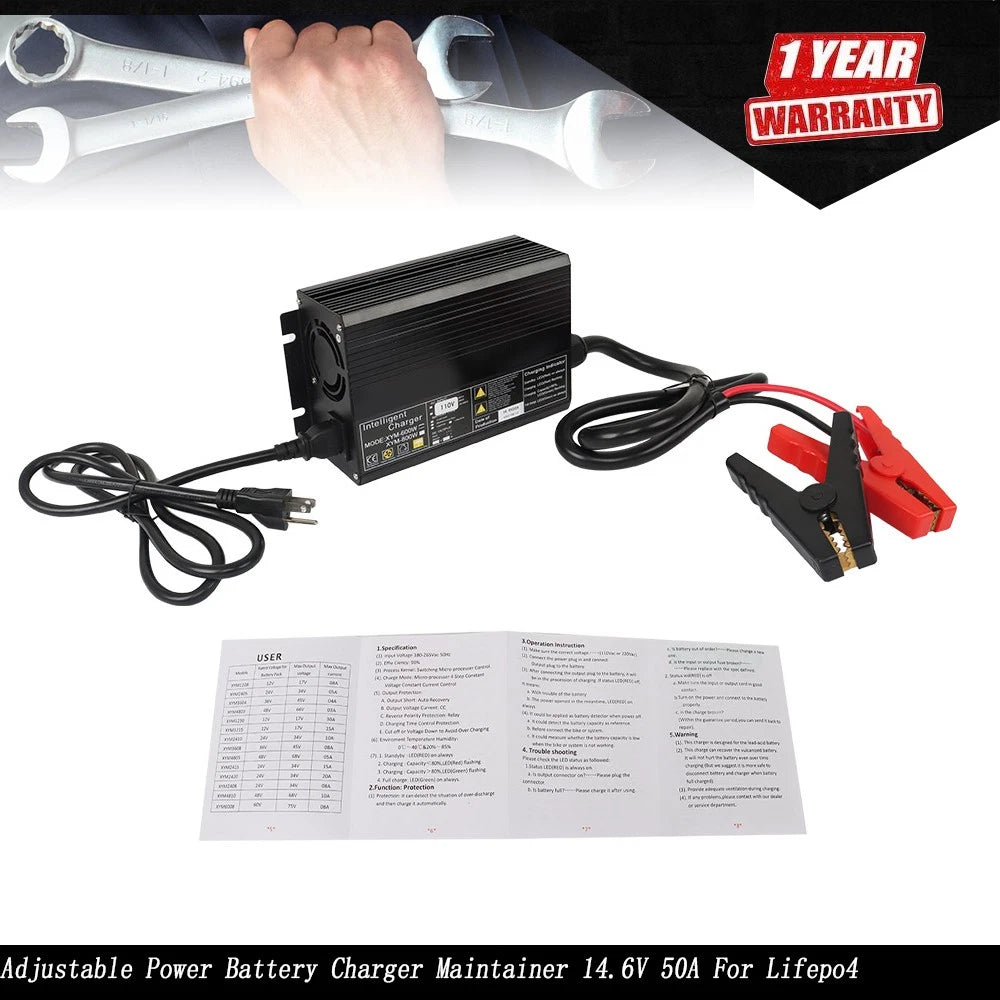 Adjustable Power Battery Level Maintainer for Lifepo4 (14.6V 50A)