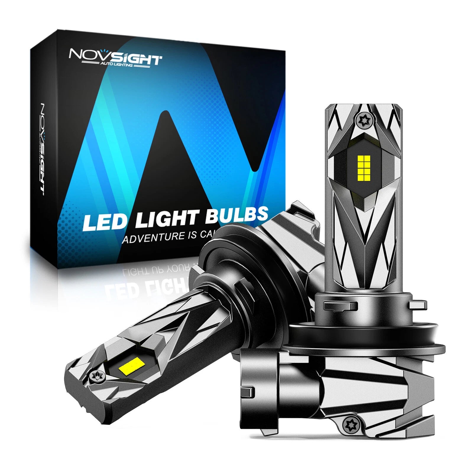 2pc H11 LED Headlight Bulbs for NOVSIGHT (6500K, 16000LM, 80W)