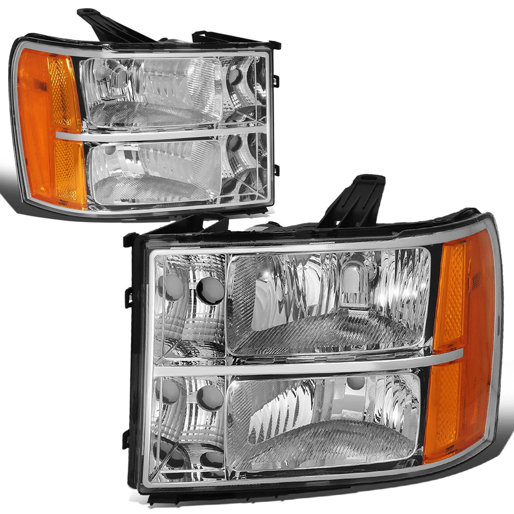 Chrome Housing Amber Corner Headlight Lamps for GMC Sierra 1500 2500HD (2007–2014)