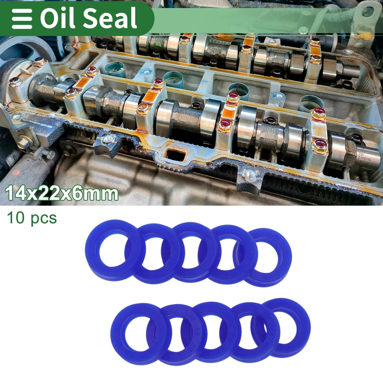 Set of 10 Oil Seal Ring 14x22x6mm for Rotary Shaft (High Pressure)