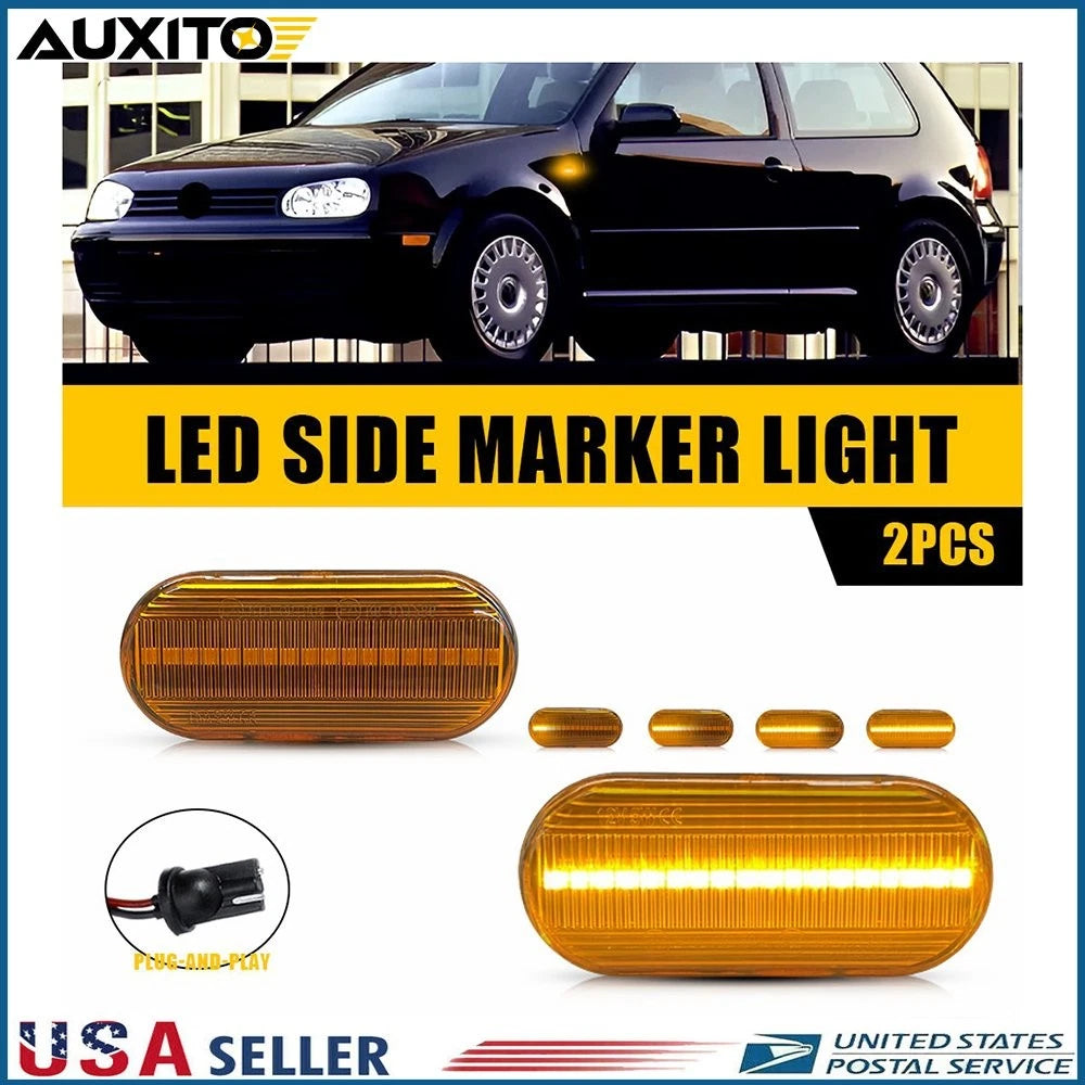 Set of 2 Fender Sequential Amber LED Side Marker Lights for VW Passat (1999–2004)