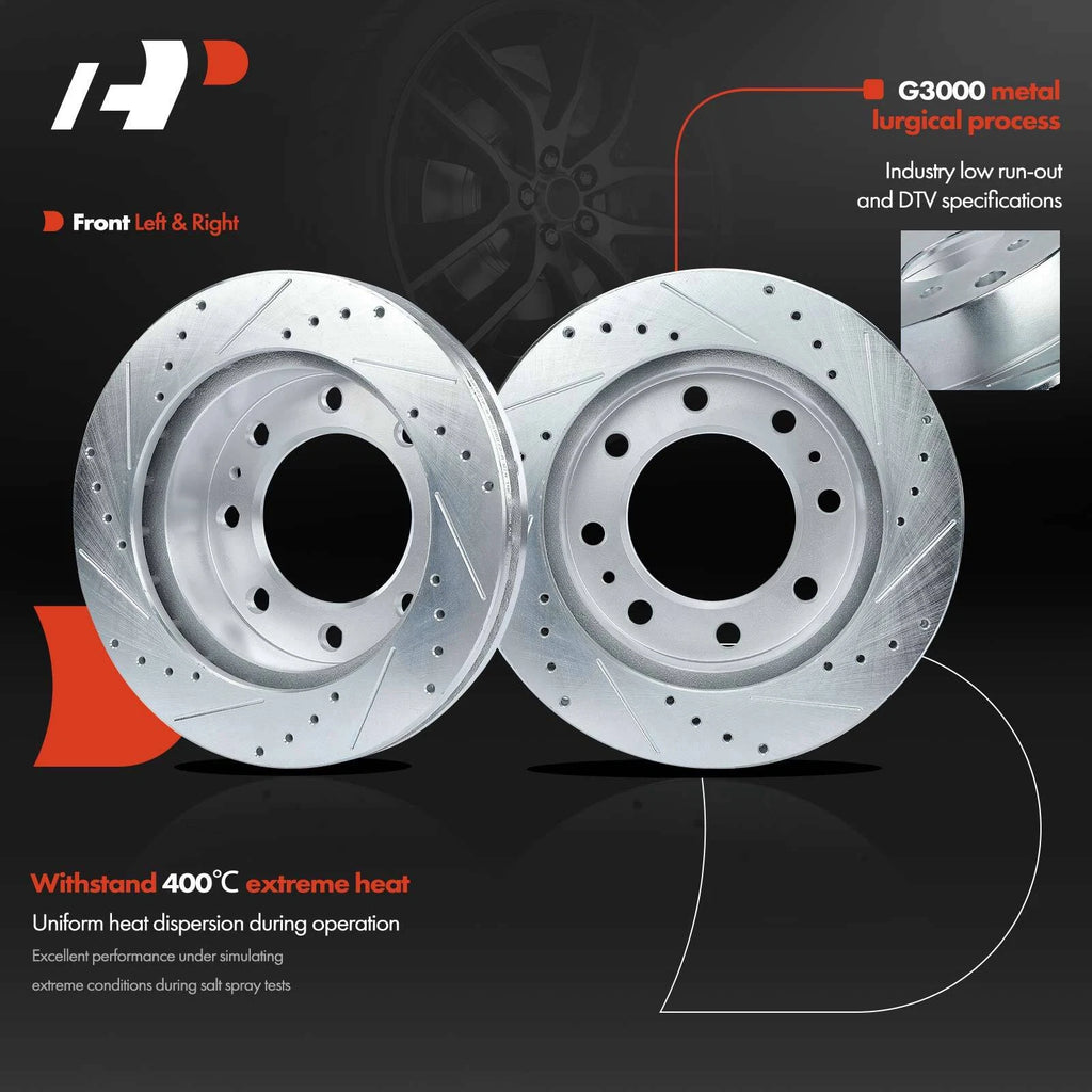 Front Drilled Brake Rotors & Ceramic Pads for Chevy Silverado 1500 HD (2001–2007)