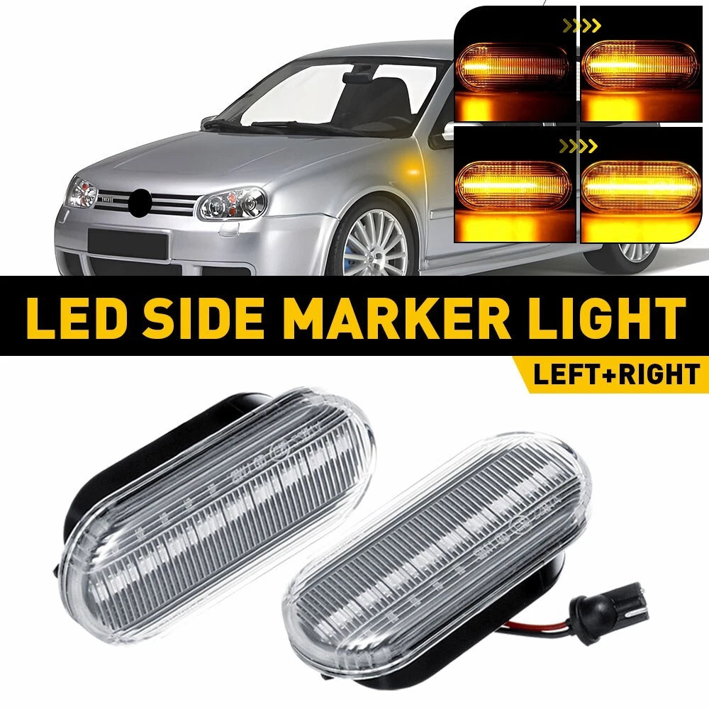 LED Clear Lens Sequential Turn Signal Side Light Lamp for VW Golf Jetta Bora (1999–2006)