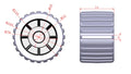Wobble Roller Soft for Boat 4" x 3" (22mm Bore) - Grey on Black