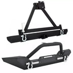 Front & Rear Bumper with Tire Carrier & D-Rings for Jeep Wrangler TJ YJ (1987–2006)
