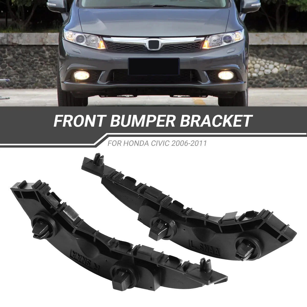 Set of 2 Front Bumper Retainer Brackets for Honda Civic Sedan (2006–2011)
