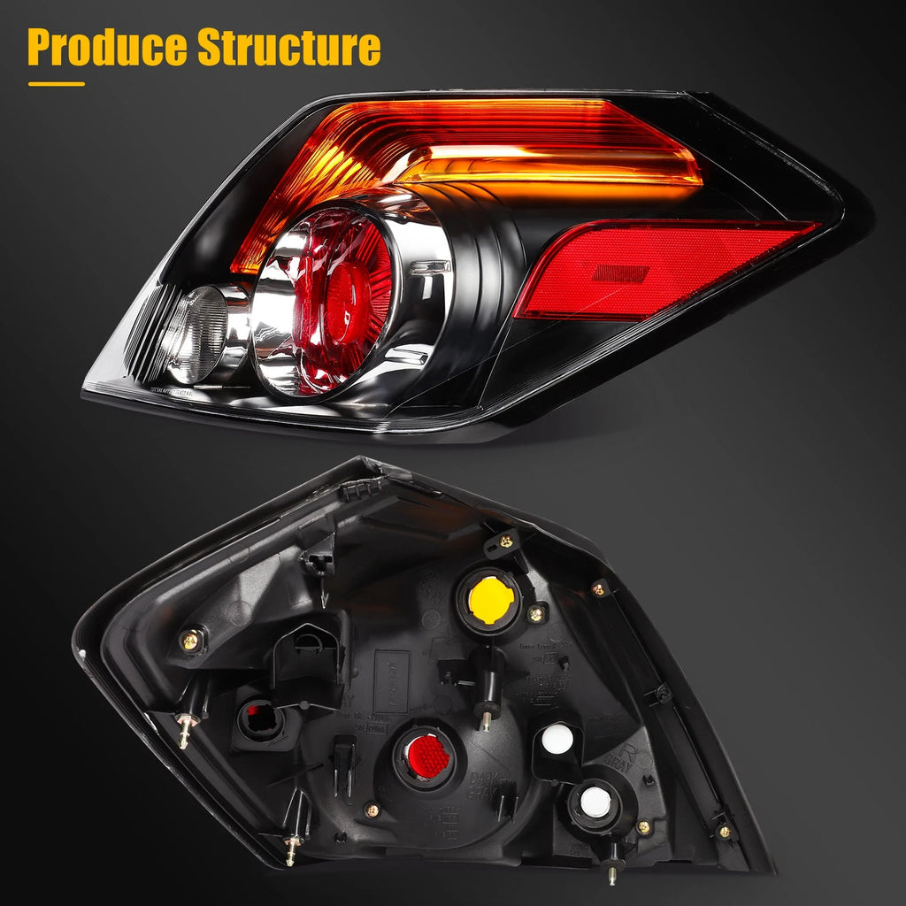 Set of 2 Black Red Tail Lights Assembly for Nissan Altima (2007–2012)