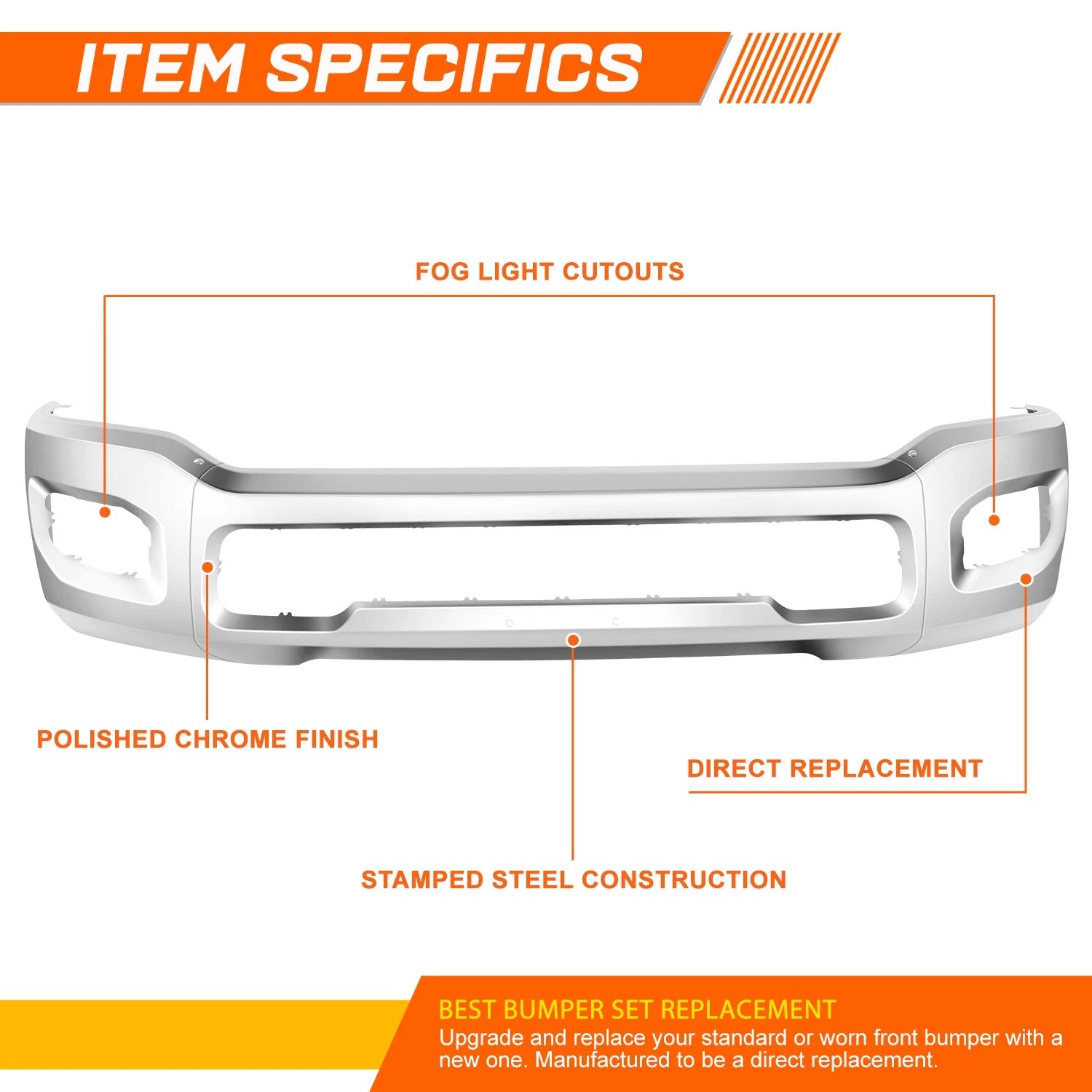 Front Bumper Protector for Ram 2500 3500 (2019–2024) OE Style Chrome