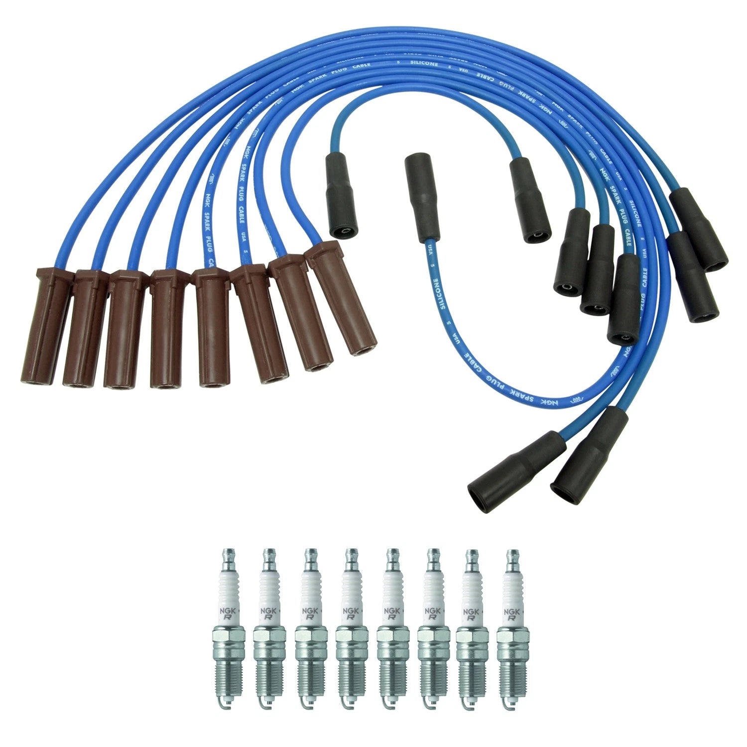 NGK Wire Set & 8 V-Power Spark Plugs for C2500 Express 3500 K2500 P3500