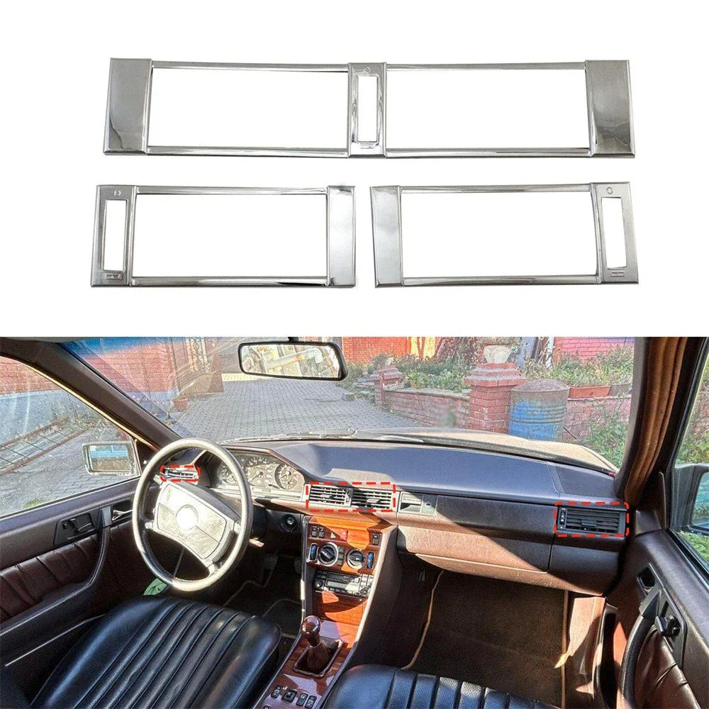 Air Vent Trim Kit Silver ABS for Benz W124 (1986-1994)