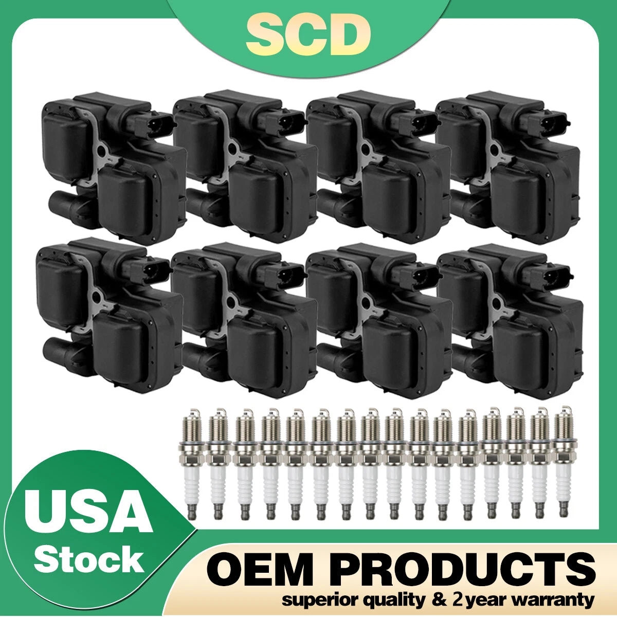 Set of 8 Ignition Coils & 16 Spark Plugs for Mercedes E320 C280 (1995–2002) UF359
