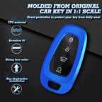 Blue TPU Full Coverage Button Key Fob Holder Case for Hyundai (2015-2021)