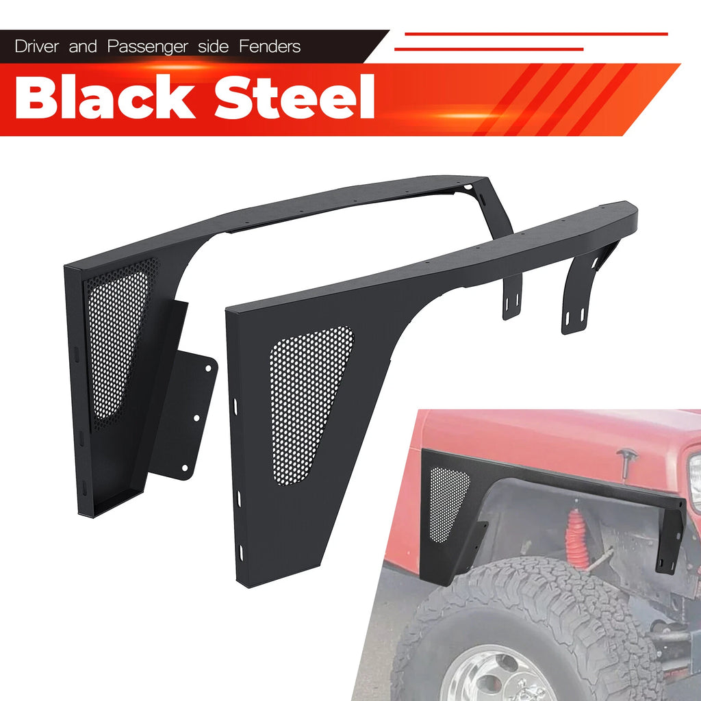 Front Fender Flares for Jeep Wrangler YJ (1987–1995) w/LED Eagle Lights