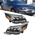 Set of 2 Halogen Headlights for Chevy Malibu (2013–2016) Black