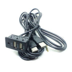 AUX Interface Dual USB Charger Panel Extension Cable Adapter for Car Dash 1.5M