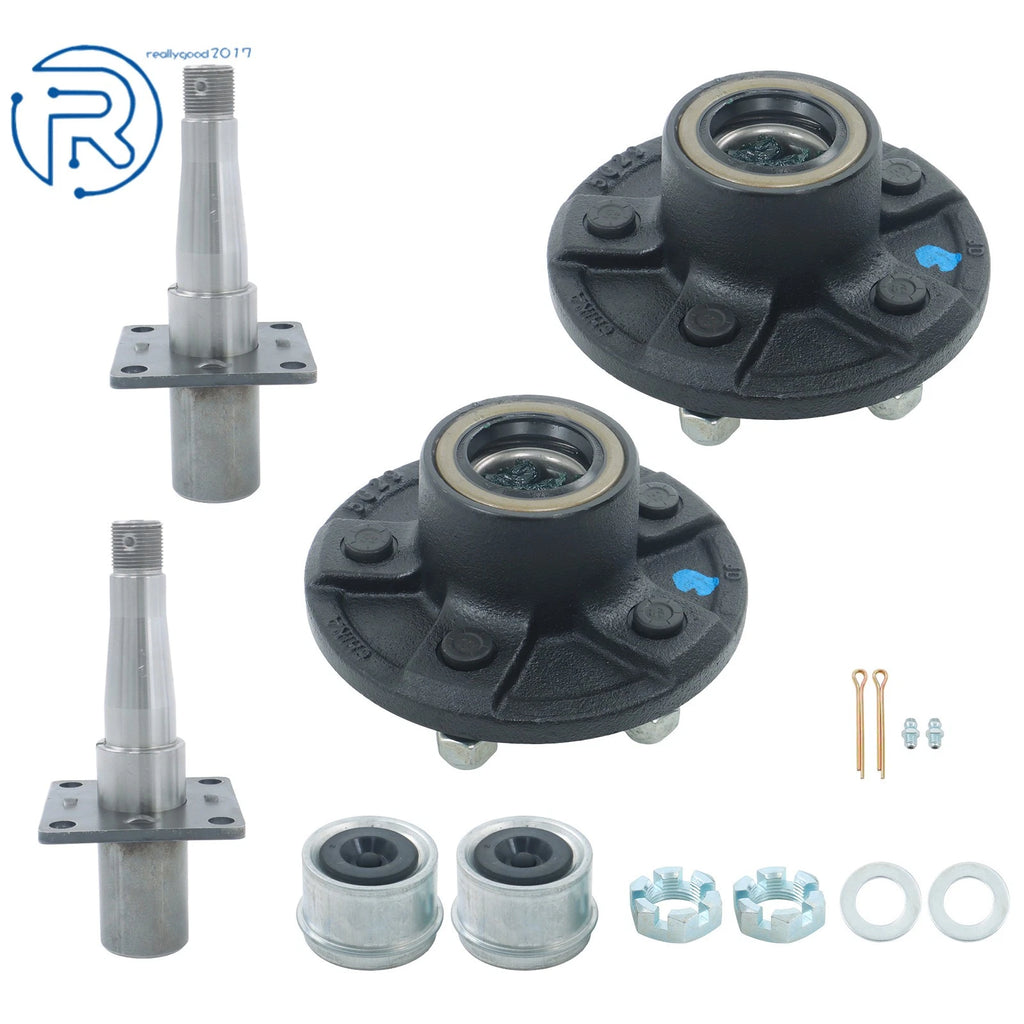 Trailer Hub Assembly & Circle #84 Spindle & Brake Flange for 5 on 4.5" (Pre-Assembled)