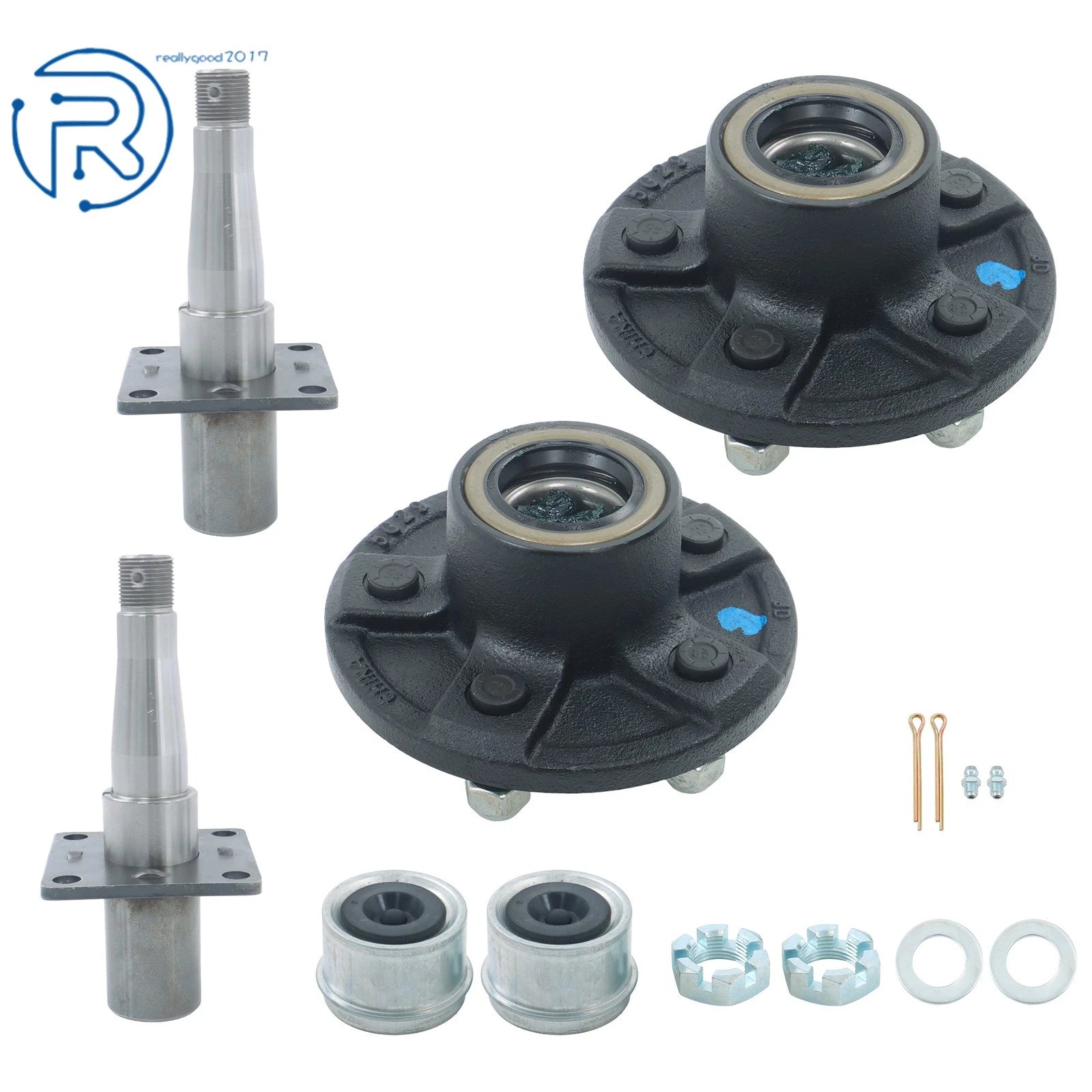 Trailer Hub Assembly & Circle #84 Spindle & Brake Flange for 5 on 4.5" (Pre-Assembled)
