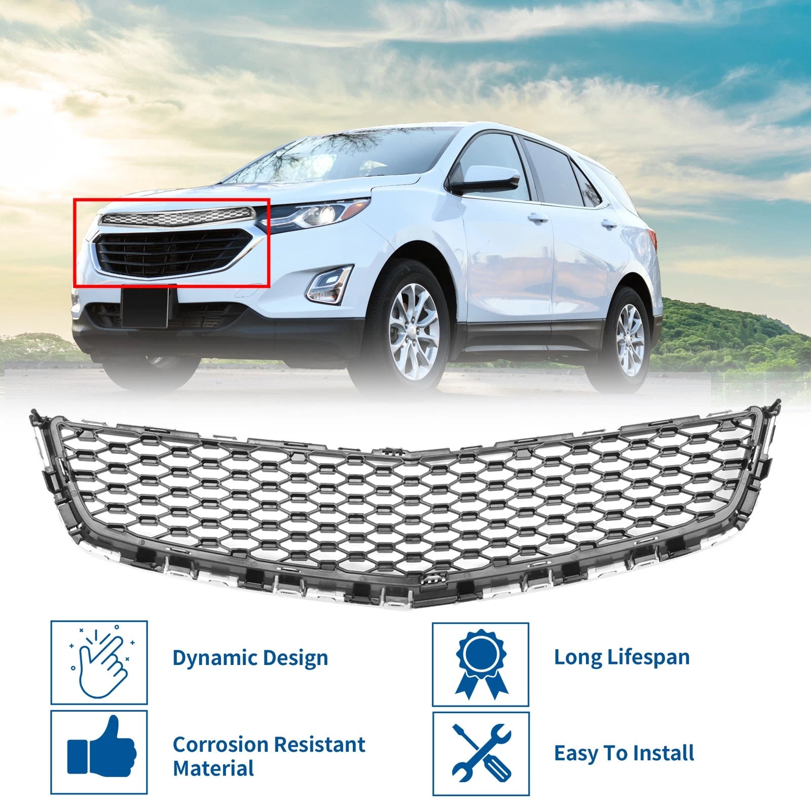 Front Upper Bumper Grille for Chevrolet Equinox (2010) - Set of 1
