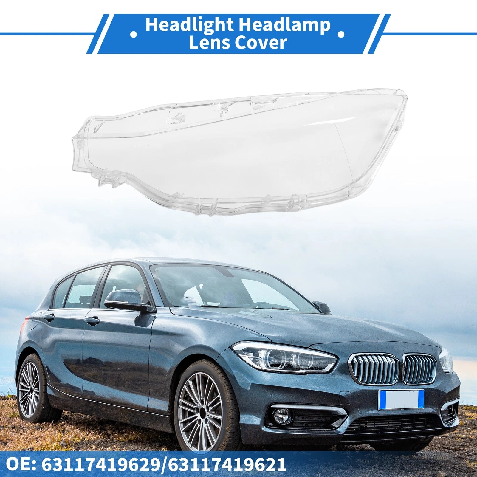 1 Pc Headlight Lens Cover for BMW 3 Series F30 (2012–2019) No. 63117419621