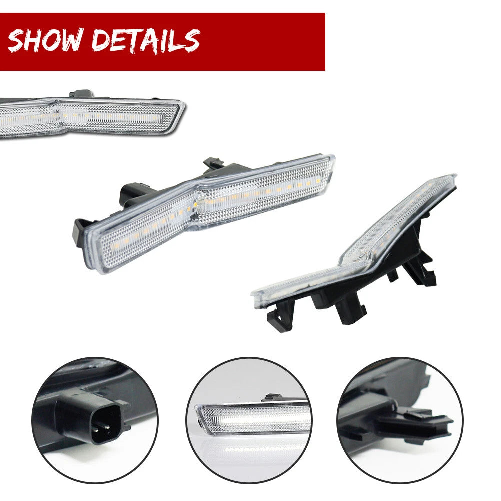 2X White LED Front Side Marker Lights for Dodge Challenger (2018–2022)