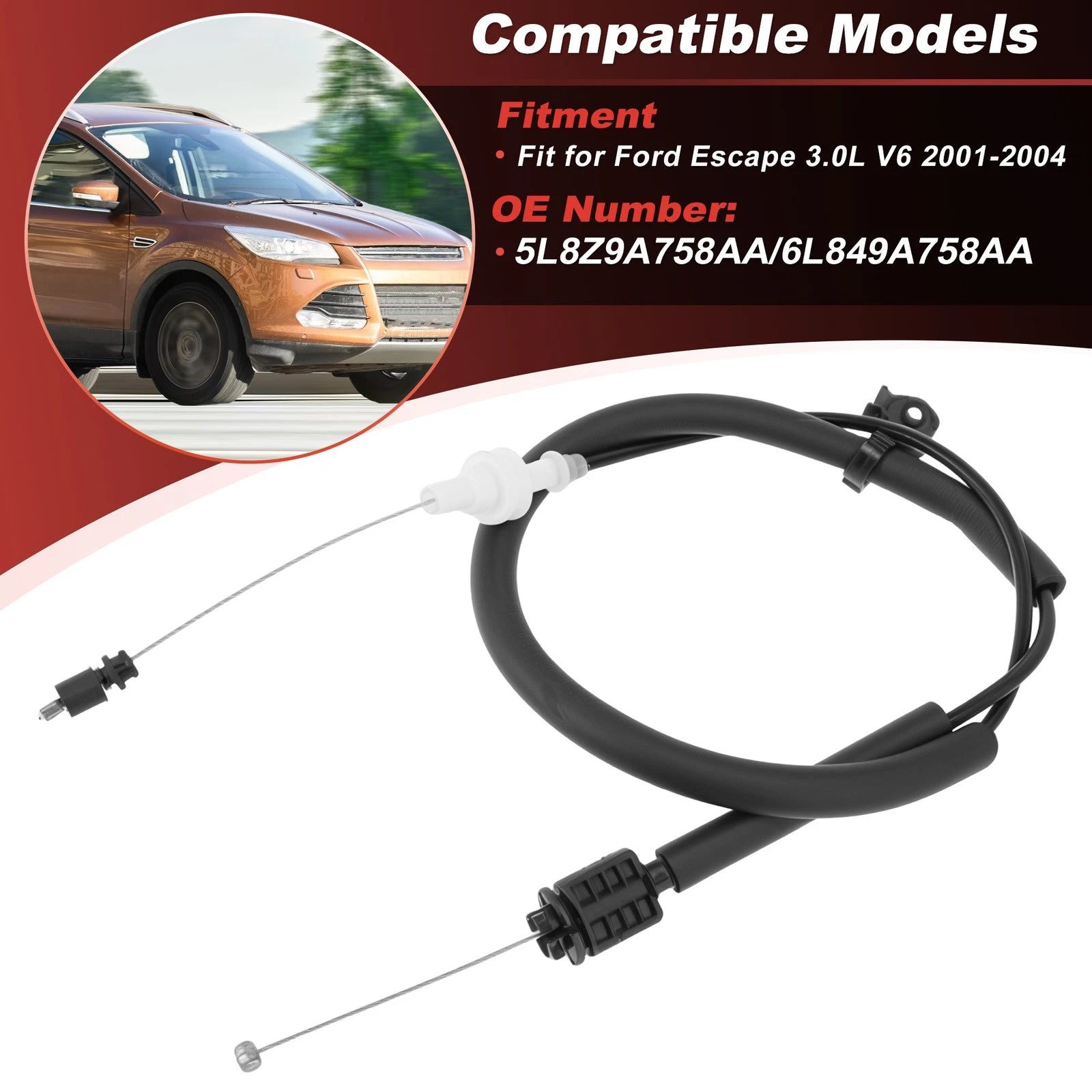 Throttle Control Cable for Ford Escape (2001–2004) 5L8Z9A758AA/6L849A758AA