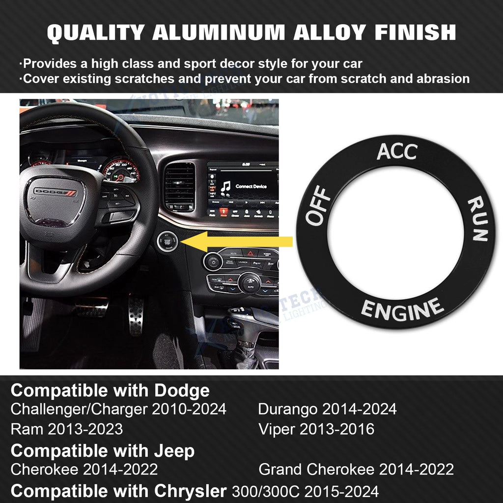 Engine Start Stop Button Cover Ring for 2015-2023 Dodge Charger RAM