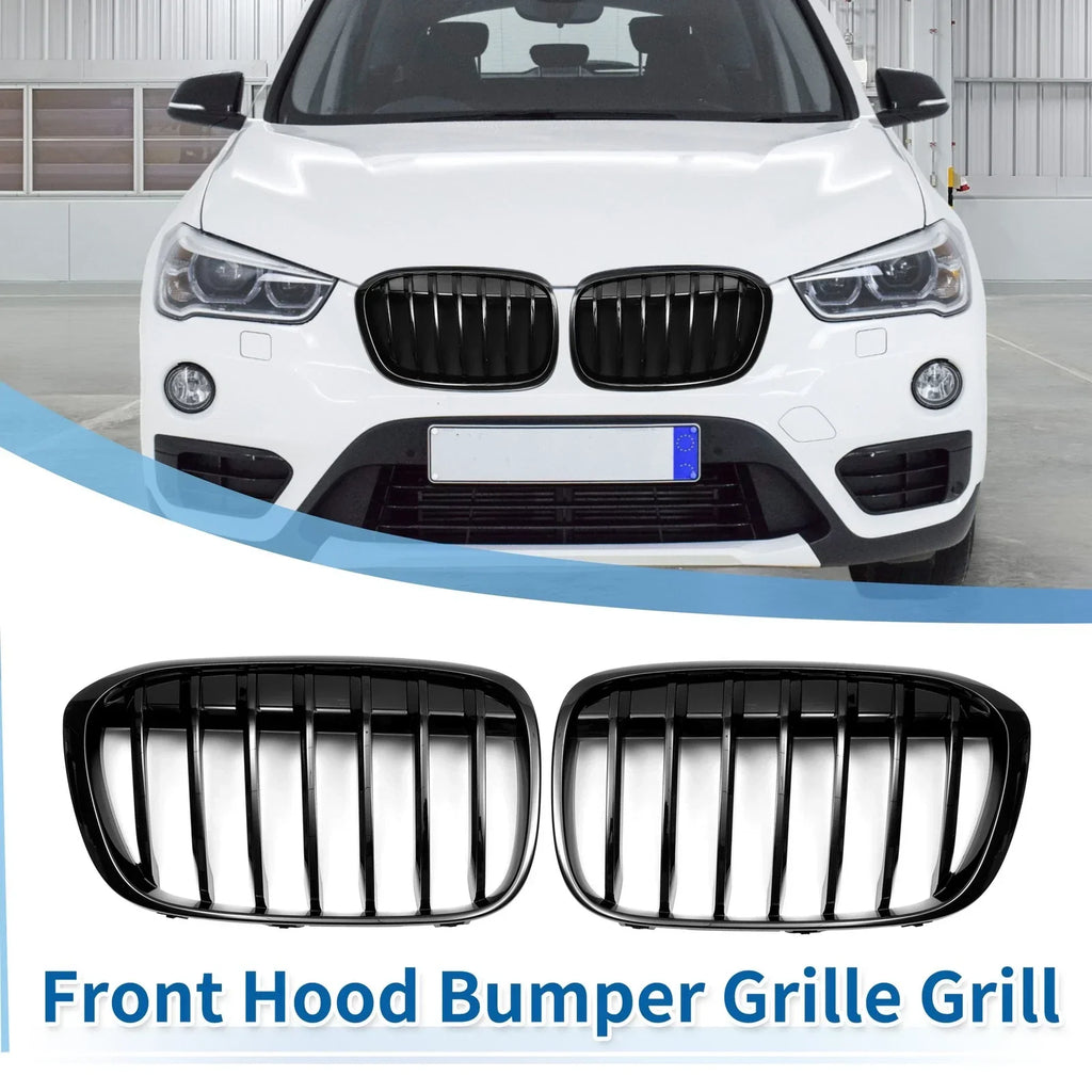 Pair Front Upper Bumper Grille for BMW X1 F48 (2016 - 2022)
