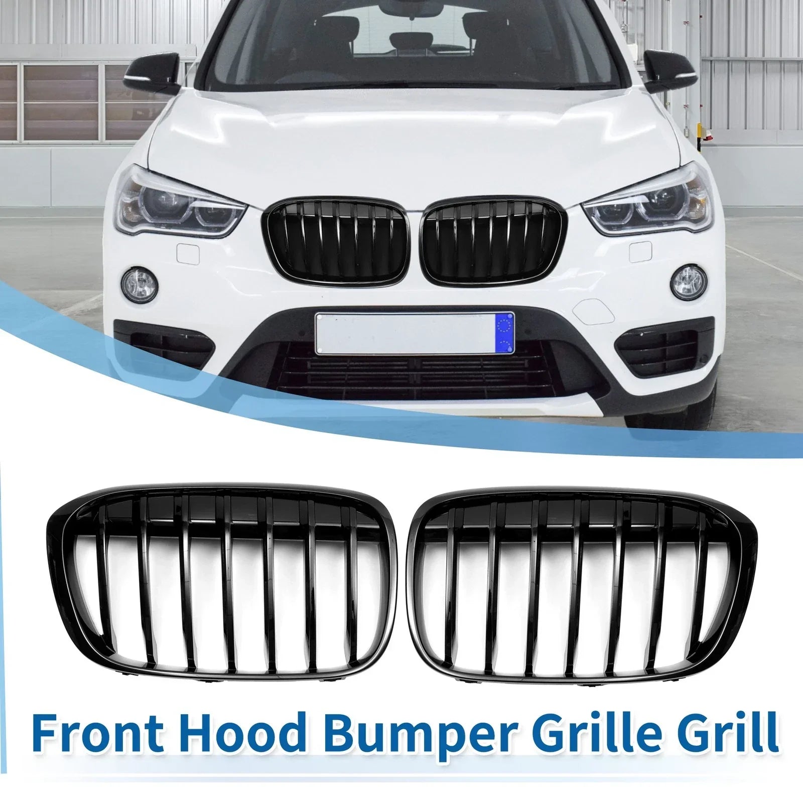 Pair Front Upper Bumper Grille for BMW X1 F48 (2016 - 2022)