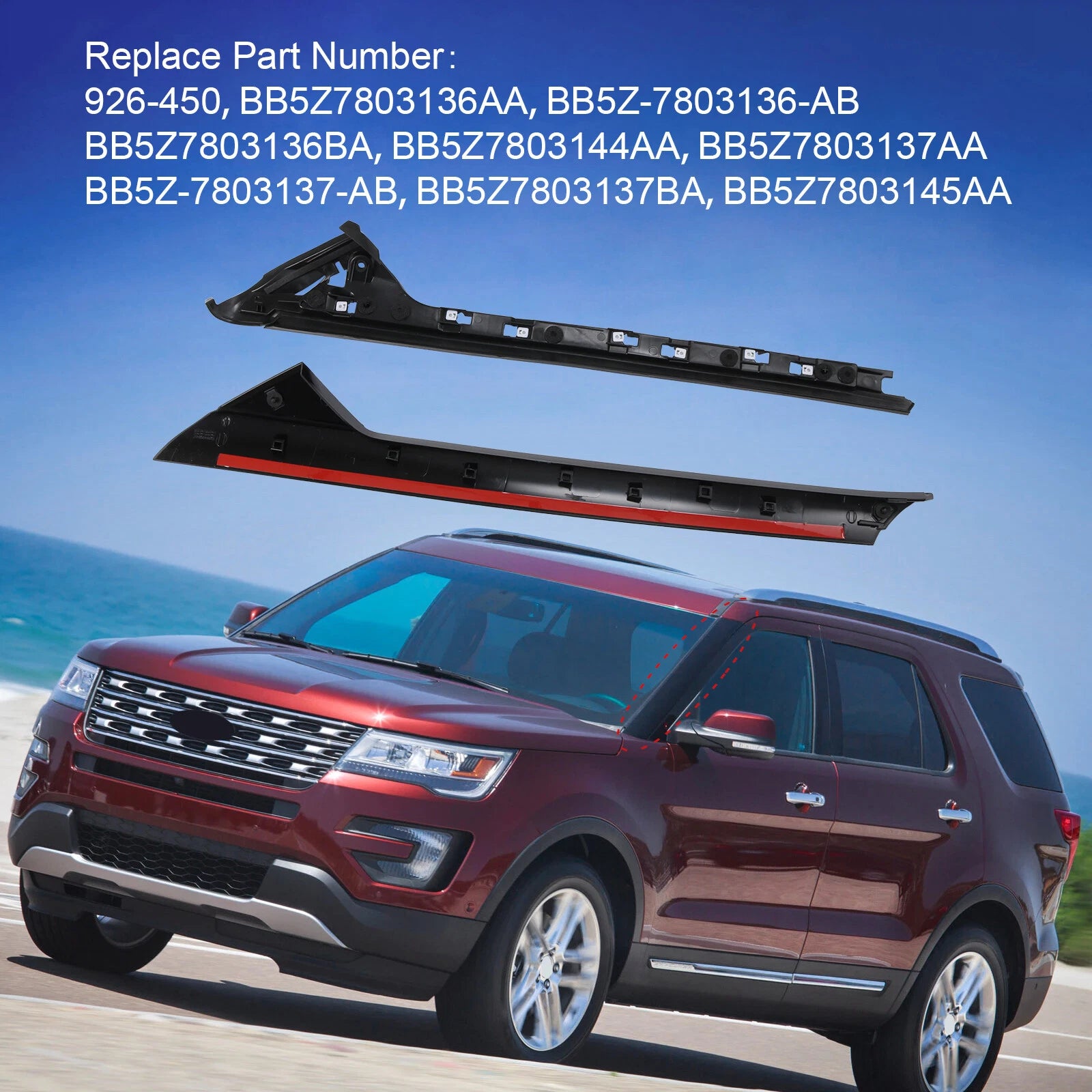 Left Windshield A-Pillar Trim Molding for Ford Explorer (2011-2018)
