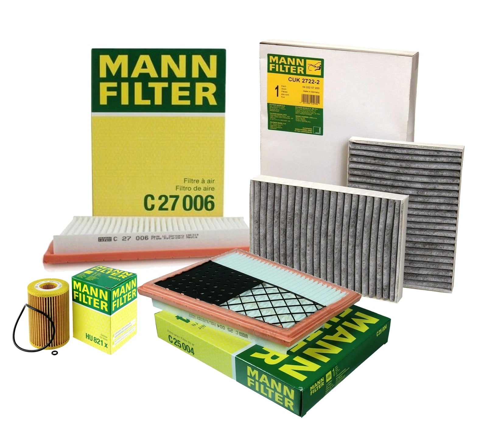2X Mann Oil Carbon Cabin Air Filter Service Kit for Mercedes W221 S350 (2006–2013)
