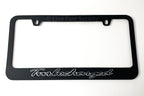 Matte Black Premium License Plate Frame w Gray Outline for Universal Fit