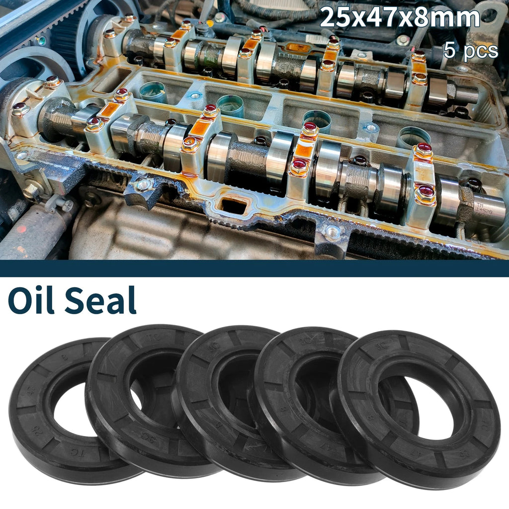 Set of 5 Oil Seal Rotary Shaft Seal NBR Rubber 25x47x8mm