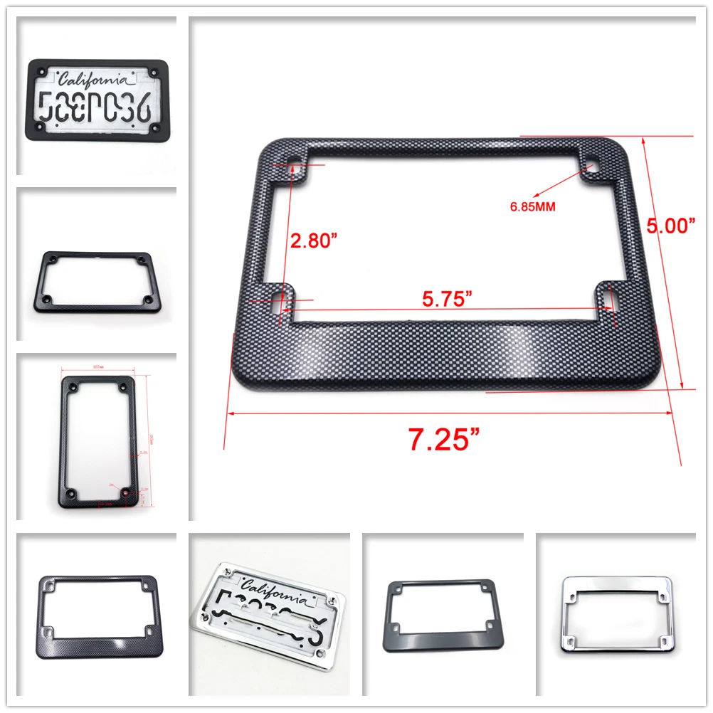 License Plate Frame for Honda Yamaha Kawasaki Suzuki (Universal) 7"x4"