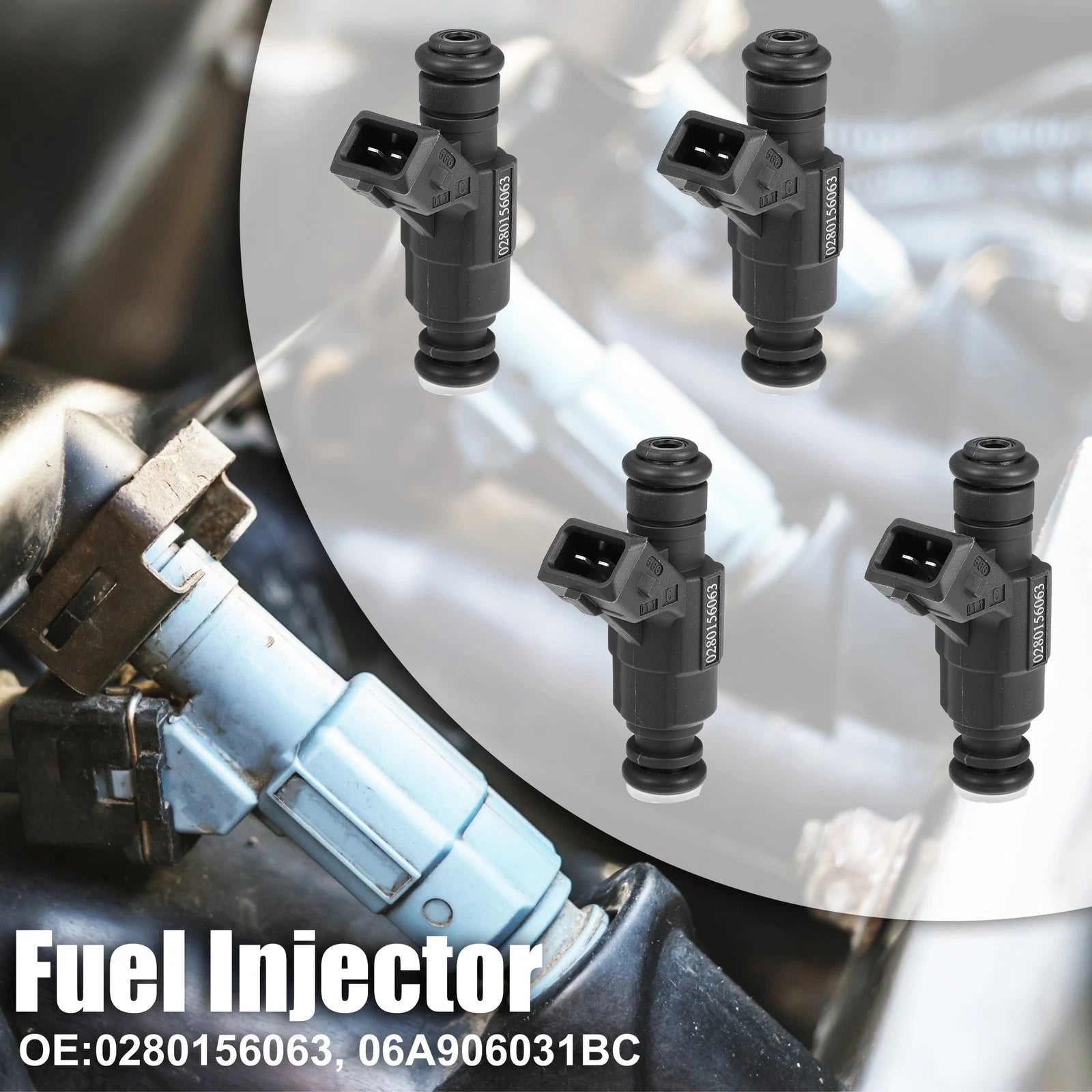 Set of 4 Fuel Injector Nozzles 0280156063 for Audi TT Quattro (2003–2006)