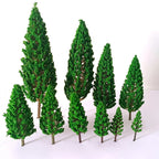 10pc Miniature Pine Trees for Model Railroad Scenery (Scale 1:50-1:400)
