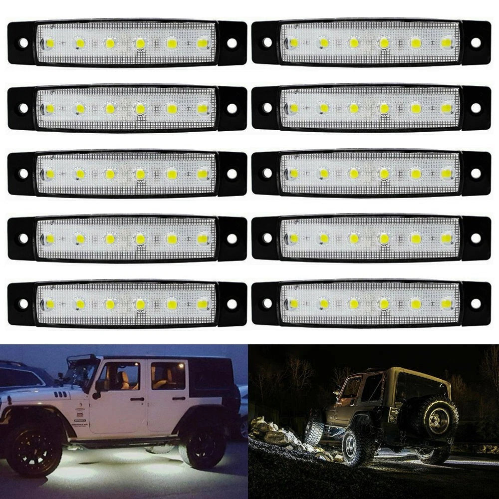 20x Round White LED Side Marker Lights for Truck Trailer (Universal)