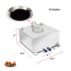 10 Gallon Aluminum Chrome Fuel Cell for Universal Applications (Polish Cap)