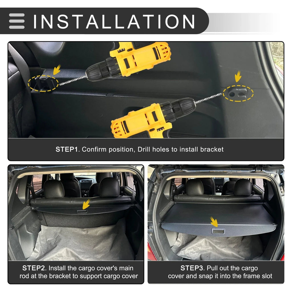 Rear Retractable Cargo Cover for BMW X1 E84 (2009-2015) Carbon Fiber Black